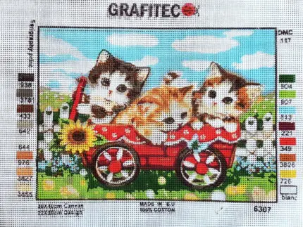 Kanwa z nadrukiem KOTKI (6307)