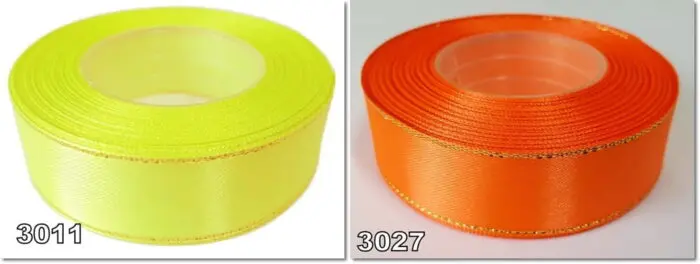 Wstążka SATYNOWA ze ZŁOTYM BRZEGIEM 25mm NA METRY