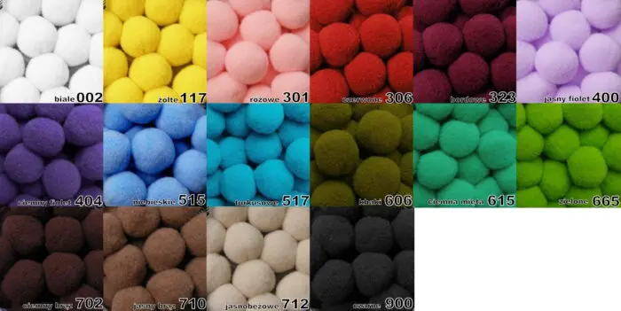 POMPONY 20 mm (P-1) 100 sztuk