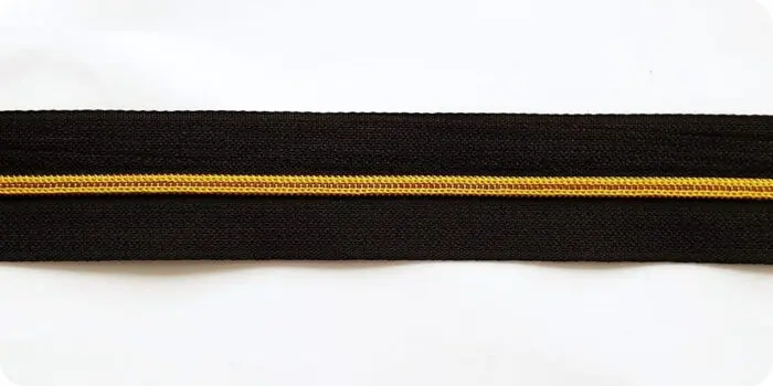 ZAMEK, TAŚMA SUWAKOWA CZARNO ŻÓŁTO-ZŁOTA 3 mm + 2 suwaki