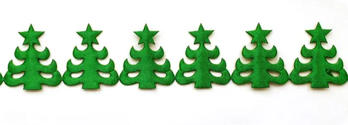 APLIKACJE NA TAŚMIE - CHOINKI SATYNOWE ZIELONE