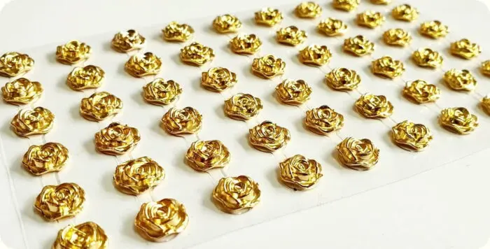 RÓŻYCZKI SAMOPRZYLEPNE 10mm ZŁOTE 54szt