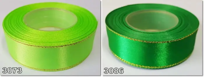 Wstążka SATYNOWA ze ZŁOTYM BRZEGIEM 25mm NA METRY