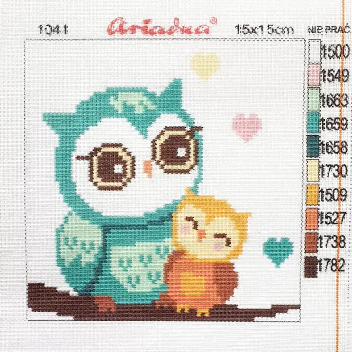 Kanwa z nadrukiem 15x15 - SOWA (1041)