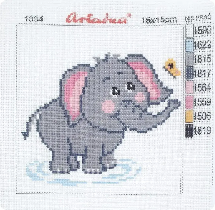 Kanwa z nadrukiem 15x15 - SŁONIK (1034)