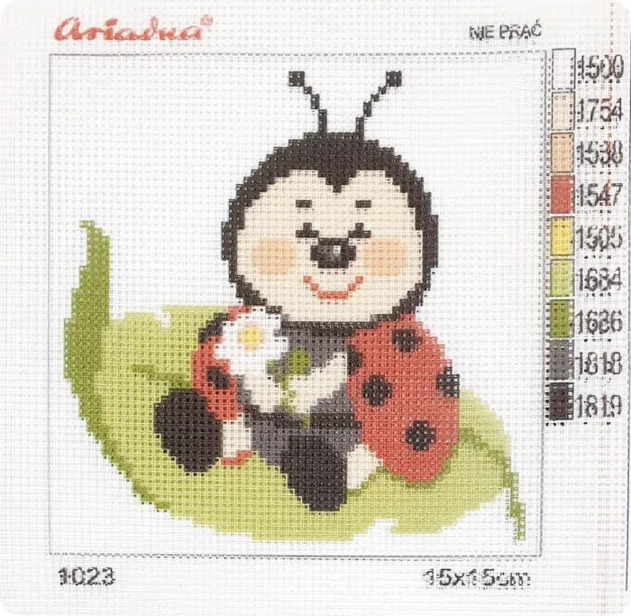 Kanwa z nadrukiem 15x15 - BIEDRONKA (1023)