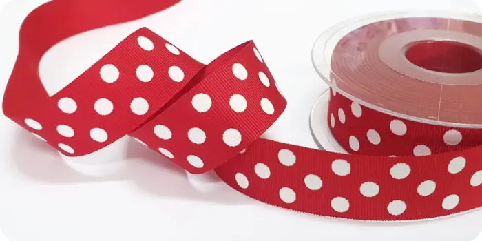 WSTĄŻKA tasiemka RYPSOWA w KROPKI GROSZKI 25mm