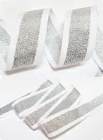 TAŚMA RYPSOWA LAMPASOWA 30 mm - BIAŁO-SREBRNA