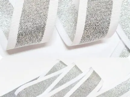 TAŚMA RYPSOWA LAMPASOWA 30 mm - BIAŁO-SREBRNA