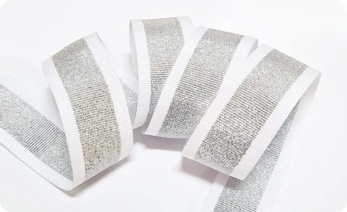 TAŚMA RYPSOWA LAMPASOWA 30 mm - BIAŁO-SREBRNA