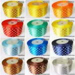 Wstążka SATYNOWA w KROPKI 25mm NA METRY