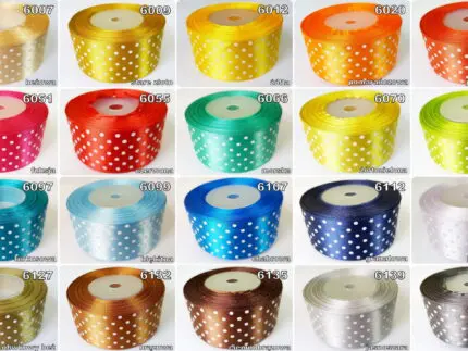 Wstążka SATYNOWA w KROPKI 25mm NA METRY