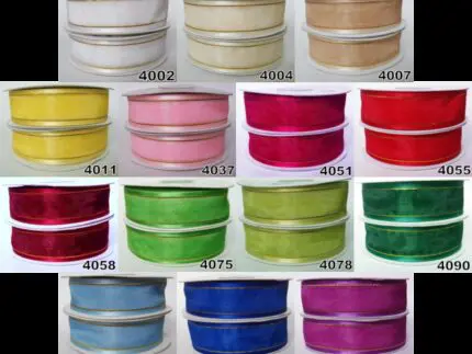 Wstążka SZYFONOWA ze ZŁOTYM BRZEGIEM 38mm NA METRY