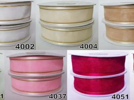 Wstążka SZYFONOWA ze ZŁOTYM BRZEGIEM 38mm NA METRY