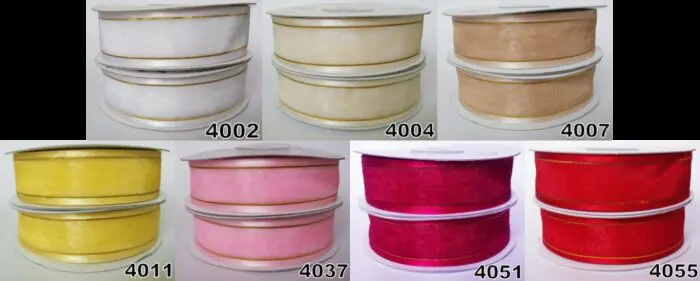 Wstążka SZYFONOWA ze ZŁOTYM BRZEGIEM 38mm NA METRY