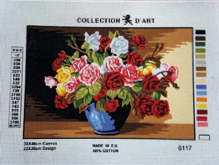 Kanwa z nadrukiem KWIATY (6117)