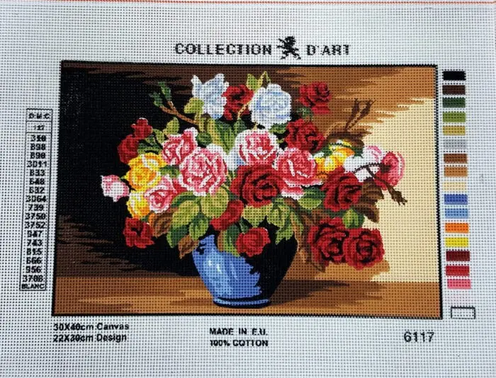 Kanwa z nadrukiem KWIATY (6117)