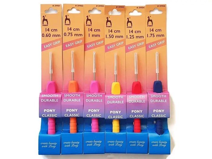 20190224_080836 (1) Szydełko metalowe PONY EASY GRIP z miękką rączką 0,6mm-1,75mm - obrazek 1