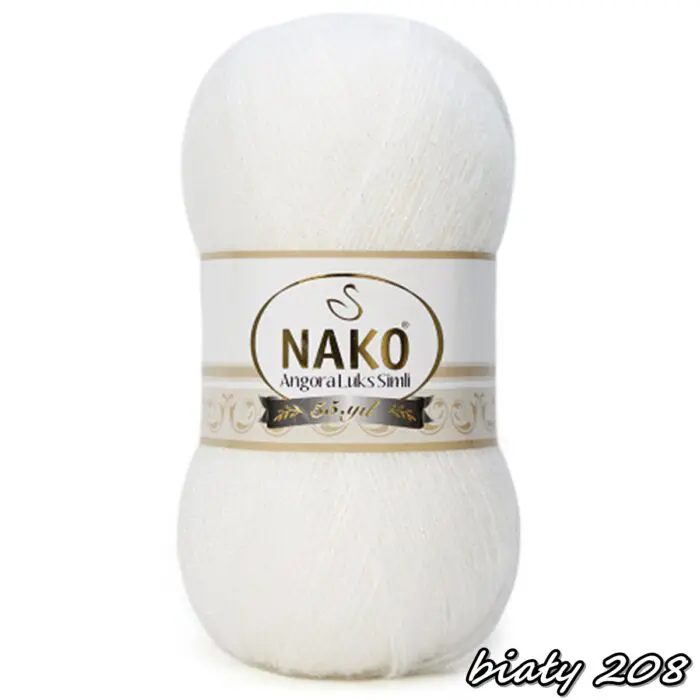 Włóczka NAKO ANGORA LUKS SIMLI 100g/500m - akryl + moher + wełna + nitka metalizowana