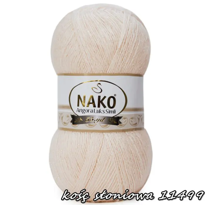 Włóczka NAKO ANGORA LUKS SIMLI 100g/500m - akryl + moher + wełna + nitka metalizowana