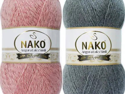 Włóczka NAKO ANGORA LUKS SIMLI 100g/500m - akryl + moher + wełna + nitka metalizowana