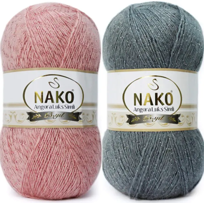 Włóczka NAKO ANGORA LUKS SIMLI 100g/500m - akryl + moher + wełna + nitka metalizowana