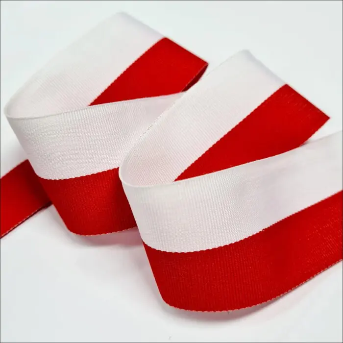 Taśma ORDEROWA biało-czerwona FLAGA 40mm