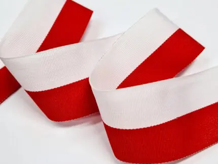 Taśma ORDEROWA biało-czerwona FLAGA 40mm