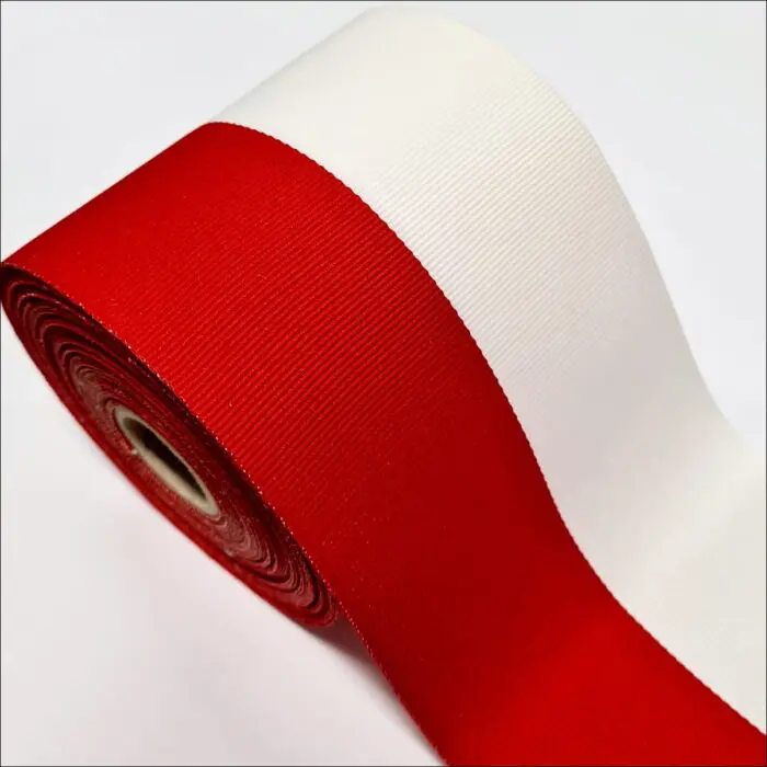 Taśma ORDEROWA biało-czerwona FLAGA 100mm
