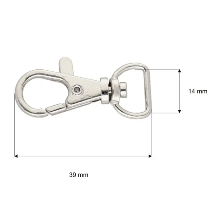 Karabińczyk metalowy SREBRNY rybka 12mm