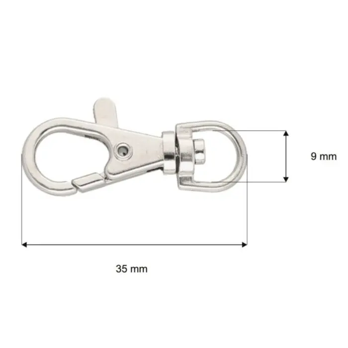 Karabińczyk metalowy SREBRNY rybka 9mm