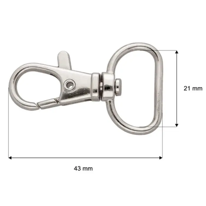 Karabińczyk metalowy SREBRNY rybka 20mm