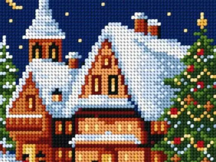 Kanwa z nadrukiem 15x15 - ZIMA (1002)