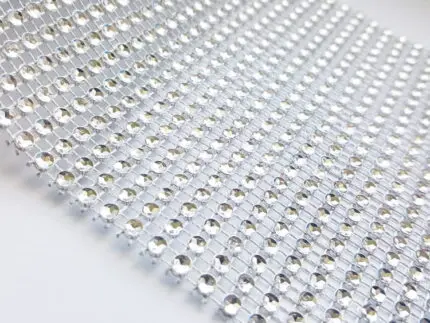 TAŚMA OZDOBNA SREBRNA szer. 12 cm, imitacja cyrkonii