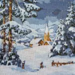 Kanwa z nadrukiem KRAJOBRAZ ZIMA (6302)