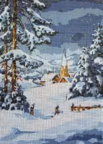 Kanwa z nadrukiem KRAJOBRAZ ZIMA (6302)