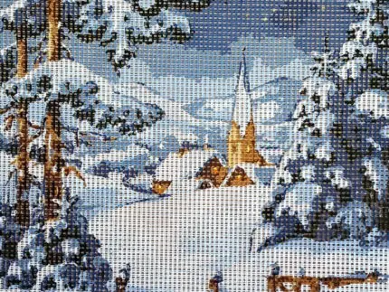 Kanwa z nadrukiem KRAJOBRAZ ZIMA (6302)