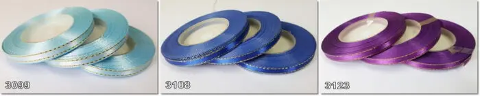 Wstążka SATYNOWA ze ZŁOTYM BRZEGIEM 6mm NA METRY