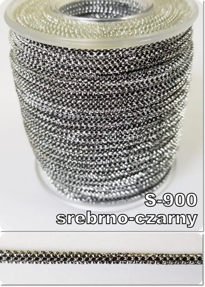 Sznurek metalizowany PERLA 3mm/ rolka 25m