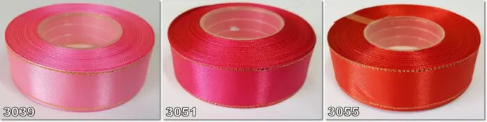 Wstążka SATYNOWA ze ZŁOTYM BRZEGIEM 25mm NA METRY