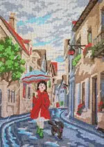 Kanwa z nadrukiem SPACER W DESZCZU (6288)