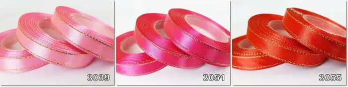 Wstążka SATYNOWA ze ZŁOTYM BRZEGIEM 12mm NA METRY