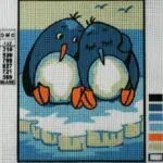 Kanwa z nadrukiem PINGWINY (3206)