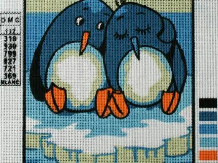 Kanwa z nadrukiem PINGWINY (3206)