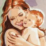 Kanwa z nadrukiem MATKA Z DZIECKIEM (6217)