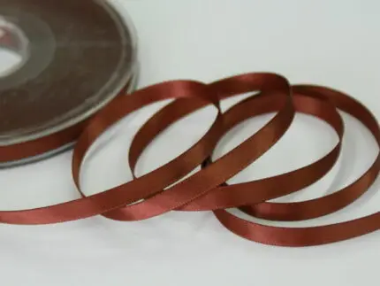 WSTĄŻKA SATYNOWA  6 mm DWUSTRONNA - RUDY BRĄZ