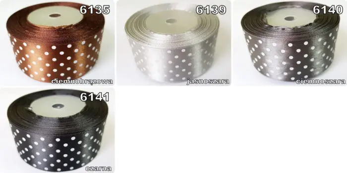 Wstążka SATYNOWA w KROPKI 38mm NA METRY