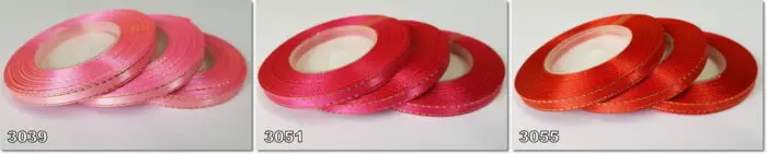 Wstążka SATYNOWA ze ZŁOTYM BRZEGIEM 6mm NA METRY