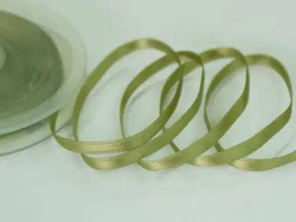 WSTĄŻKA SATYNOWA  6 mm DWUSTRONNA - OLIWKOWA