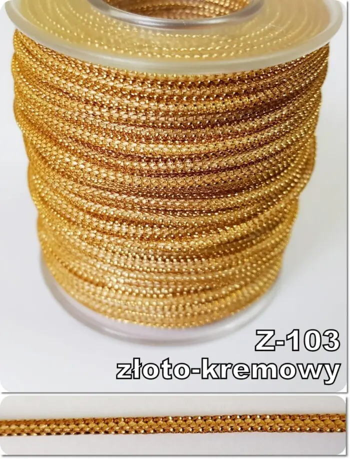 Sznurek metalizowany PERLA 3mm/ rolka 25m